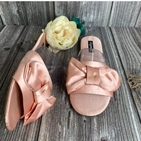 NEW PINK SATIN SANDALS sz 9 - Picture 2 of 5